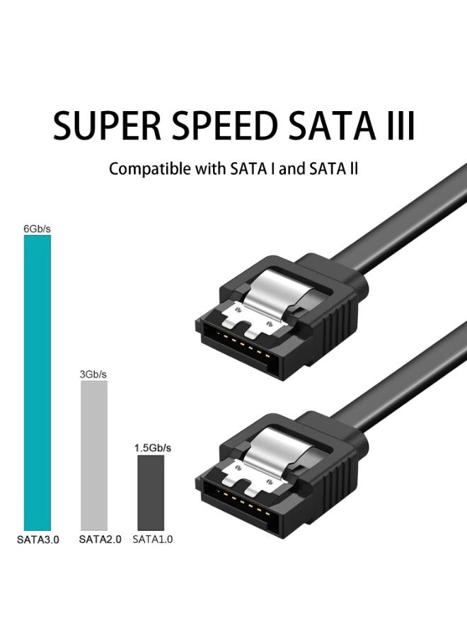 كابل SATA III، كابل بيانات HDD SDD مستقيم بسرعة 6 جيجابت في الثانية، كابل SATA 3.0 لمحرك الأقراص الصلبة SATA HDD، SSD، محرك الأقراص المضغوطة، ناسخ الأقراص المضغوطة، 15.75 بوصة، أسود، مستقيم - Image 2